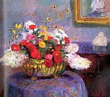 Still Life Round Bowl with Flowers by Bernhard Gutmann